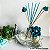 Difusor de Aromas em Vidro Arredondado Transparente Decorado com Flor Verde Turquesa e Pérolas - Imagem 1
