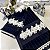 Conjunto de Toalhas de Mão e Lavabo Azul Marinho com Trabalho em Flores Brancas e Strass - Imagem 1