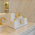 Kit Banheiro Em Acrílico - 6 Peças Branco Liso com Dourado - Imagem 1