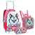 KIT MOCHILA DE RODINHAS COM LANCHEIRA E ESTOJO DOG HEROES ROSA SEANITE - Imagem 1