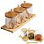 Kit 3 Potes Porta Tempero de Vidro com Colher e Tampa de Bambu e bandeja - Imagem 3