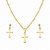 Conjunto Cruz - Semijoia Banhada a Ouro 18K - Imagem 1