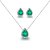 Conjunto Colar e Brinco Gota Cravejada Esmeralda - Semijoia Banhada a Prata - Imagem 1