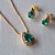 Conjunto Colar e Brinco Gota Cravejada Esmeralda - Semijoia Banhada a Ouro 18K - Imagem 3