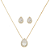Conjunto Colar e Brinco Gota Cravejada Transparente - Semijoia Banhada a Ouro 18K - Imagem 1