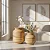 Kit 2 Vasos Decorativos Cerâmica Casa Luxo Premium Bege Com Marrom - Imagem 4
