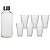 Conjunto com Jarra de 1L + 6 Copos de Vidro Transparente 350ml - Jarra Listrada - Imagem 1