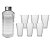 Conjunto com Jarra de 1L + 6 Copos de Vidro Transparente 350ml - Jarra Quadriculada - Imagem 1
