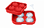 Forma de Gelo Esfera Bola Silicone Grande 4 Esferas + Tampa e Funil Vermelho - Imagem 1
