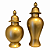 Dupla Potiche Dourado Grande Cerâmica Luxo Decorativo Com Tampa - Imagem 1