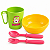 Kit Alimentação Infantil Bebe 4 Peças com Caneca, Tigela, Garfo e Colher - Imagem 1