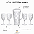 Conjunto Jarra 2,6L Com Tampa E 4 Taças 450ml Diamond Acrílico Transparente - Imagem 2