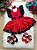 Romper Minnie Vermelha Com Laço e Saia Glitter Luxo - Imagem 1