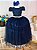 Vestido Infantil Azul Marinho Tule e Renda Longo Dama Luxo - Imagem 1