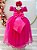 Vestido Infantil Longo Rosa Com Strass e Pérolas Daminhas - Imagem 3