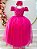 Vestido Infantil Longo Rosa Com Strass e Pérolas Daminhas - Imagem 1