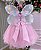 Vestido Jardim Encantado Rosa Bebe Borboleta Branca - Imagem 10