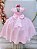 Vestido Infantil Rosa Claro Busto Renda Damas Longo Luxo - Imagem 3
