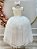 Vestido Infantil Damas de Honra Longo Marfim Claro Pérolas - Imagem 1