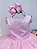 Vestido Infantil Damas de Honra Longo Rosa Pérolas Luxo - Imagem 5