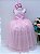 Vestido Infantil Damas de Honra Longo Rosa Pérolas Luxo - Imagem 3