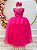 Vestido Infantil Damas de Honra Longo Pink Strass e Pérolas - Imagem 1