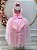 Vestido Infantil Damas de Honra Longo Rosa Strass e Pérolas - Imagem 6