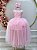 Vestido Infantil Damas de Honra Longo Rosa Strass e Pérolas - Imagem 4