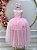 Vestido Infantil Damas de Honra Longo Rosa Strass e Pérolas - Imagem 3