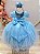 Vestido Infantil Azul Bebê Tule Renda Luxo Casamento - Imagem 3