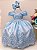 Vestido Infantil Azul Rendado Casamento Damas Luxo Pérolas - Imagem 1