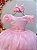 Vestido Infantil Rosa Damas Brilho Luxo Mangas - Imagem 5