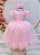 Vestido Infantil Rosa Damas Brilho Luxo Mangas - Imagem 6