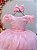 Vestido Infantil Rosa Damas Brilho Luxo Mangas - Imagem 2