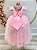 Vestido Infantil Longo Rosa Com Strass e Pérolas Daminhas - Imagem 3