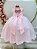 Vestido Infantil Longo Rosa Claro Busto com Renda Casamentos - Imagem 6