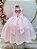 Vestido Infantil Longo Rosa Claro Busto C/ Renda Casamentos - Imagem 2