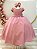 Vestido Infantil Longo Rose Busto Renda Casamentos Luxo - Imagem 4