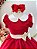 Vestido Infantil Vermelho Gola Gôde C/ Broche Luxo Daminha - Imagem 2
