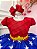 Vestido Infantil Mulher Maravilha Vermelho e Azul Luxo - Imagem 2