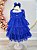 Vestido Infantil Azul Royal de Alça e Com Plumas Luxo - Imagem 4