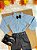 Conjunto Infantil Camisa Listrada Azul e Calça Preta Cinto - Imagem 4