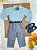 Conjunto Infantil Camisa Listrada Verde e Calça Cinza Cinto - Imagem 2
