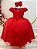 Vestido Infantil Longo Vermelho Busto Nervura Festas - Imagem 1