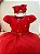 Vestido Infantil Longo Vermelho Busto Nervura Festas - Imagem 3