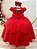Vestido Infantil Longo Vermelho Busto Nervura Festas - Imagem 2