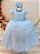Vestido Infantil Dama de Honra Longo Azul Claro Busto Nervura - Imagem 1