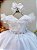 Vestido Infantil Longo Branco Com Apliques Daminhas Festas - Imagem 5