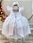 Vestido Infantil Longo Branco Com Apliques Daminhas Festas - Imagem 3