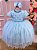Vestido Menina Bonita Azul Bebe Florzinha Peito Tule - Imagem 1